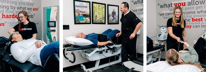 Chiropractor Littleton CO Jason Leavitt With Spinal Decompression Patient